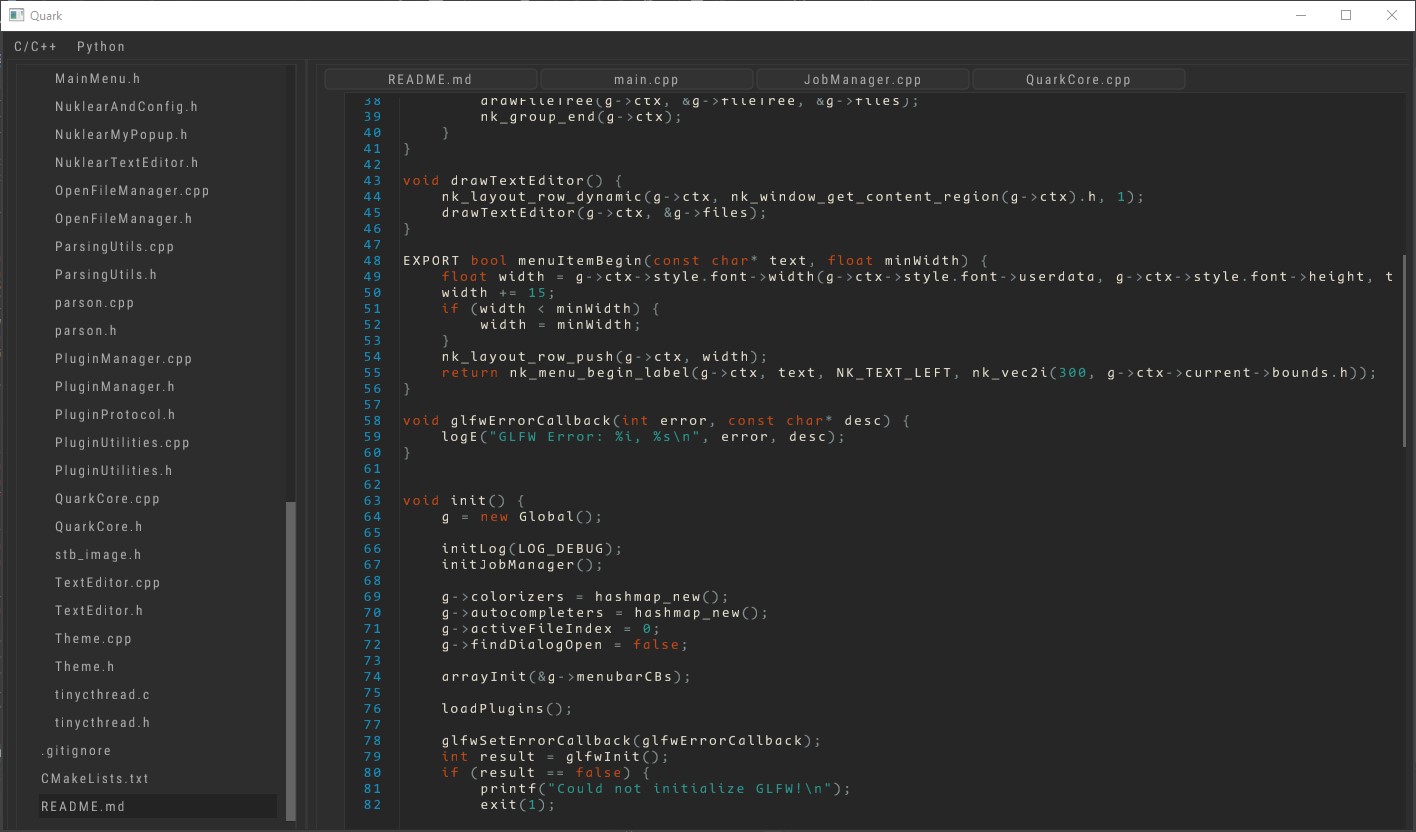 Screenshot of the Quark text editor